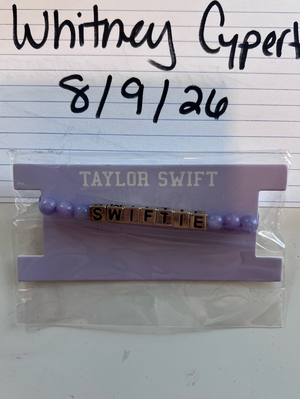 Taylor Swift Lilac Beaded 'SWIFTIE' Bracelet L/XL